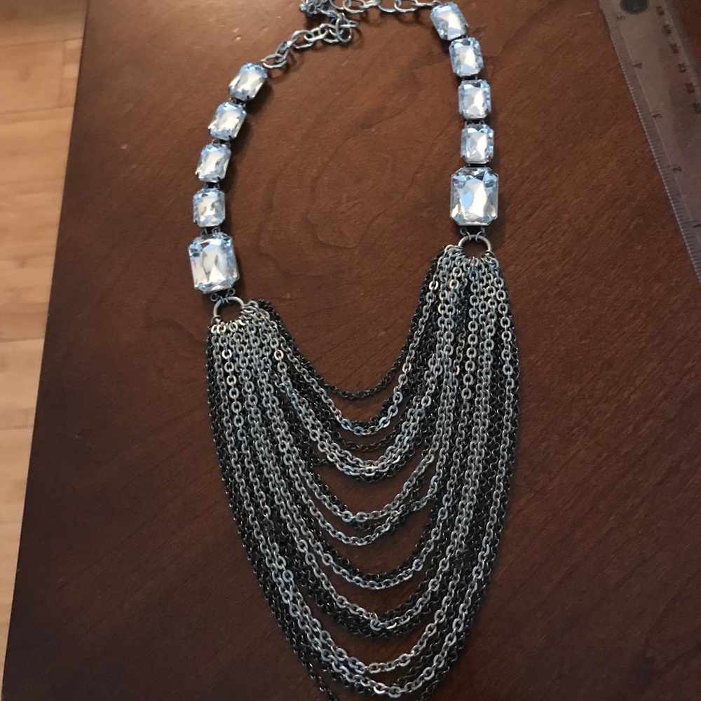 Statement Multistrand Silvertone Necklace - image 2